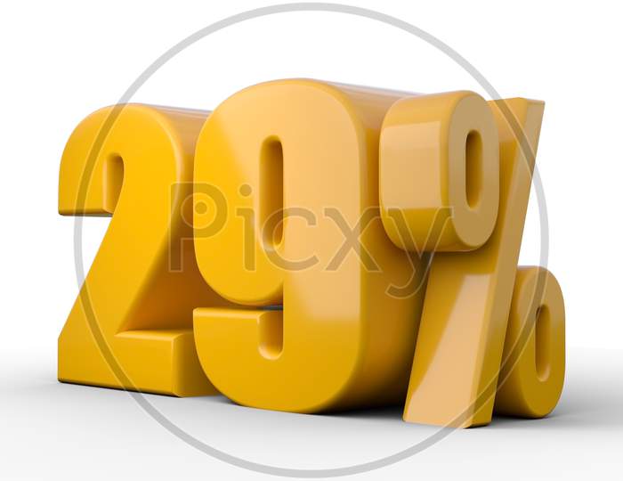 29% 3D Illustration. Orange Twenty Nine Percent Special Offer On White Background