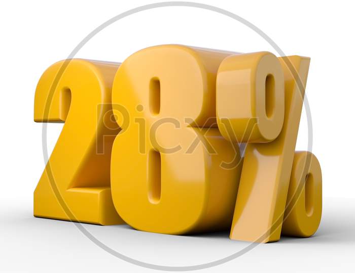 28% 3D Illustration. Orange Twenty Eight Percent Special Offer On White Background