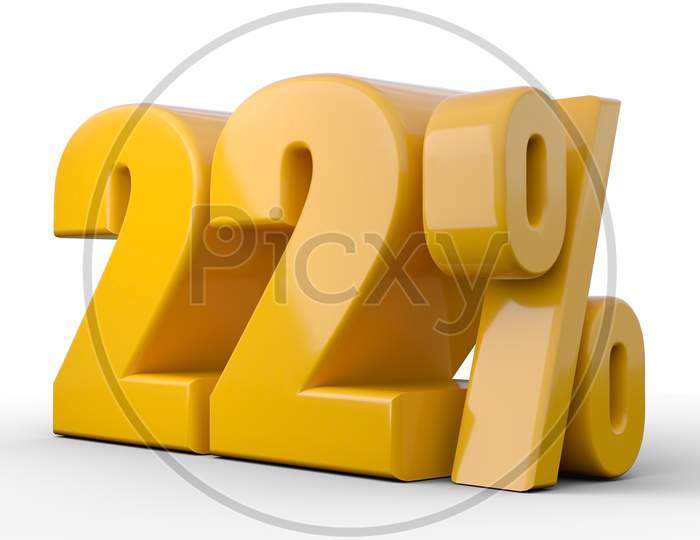 22% 3D Illustration. Orange Twenty Two Percent Special Offer On White Background