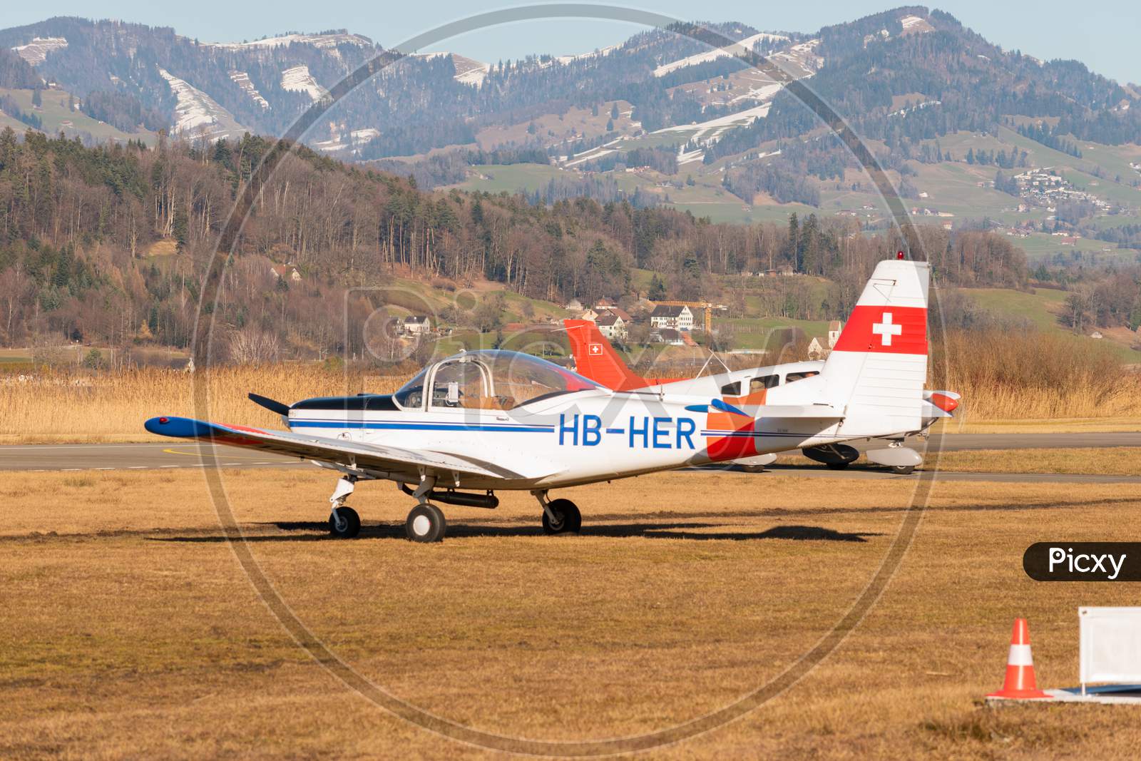As-202 Bravo Airplane Parking In Wangen-Lachen In Switzerland
