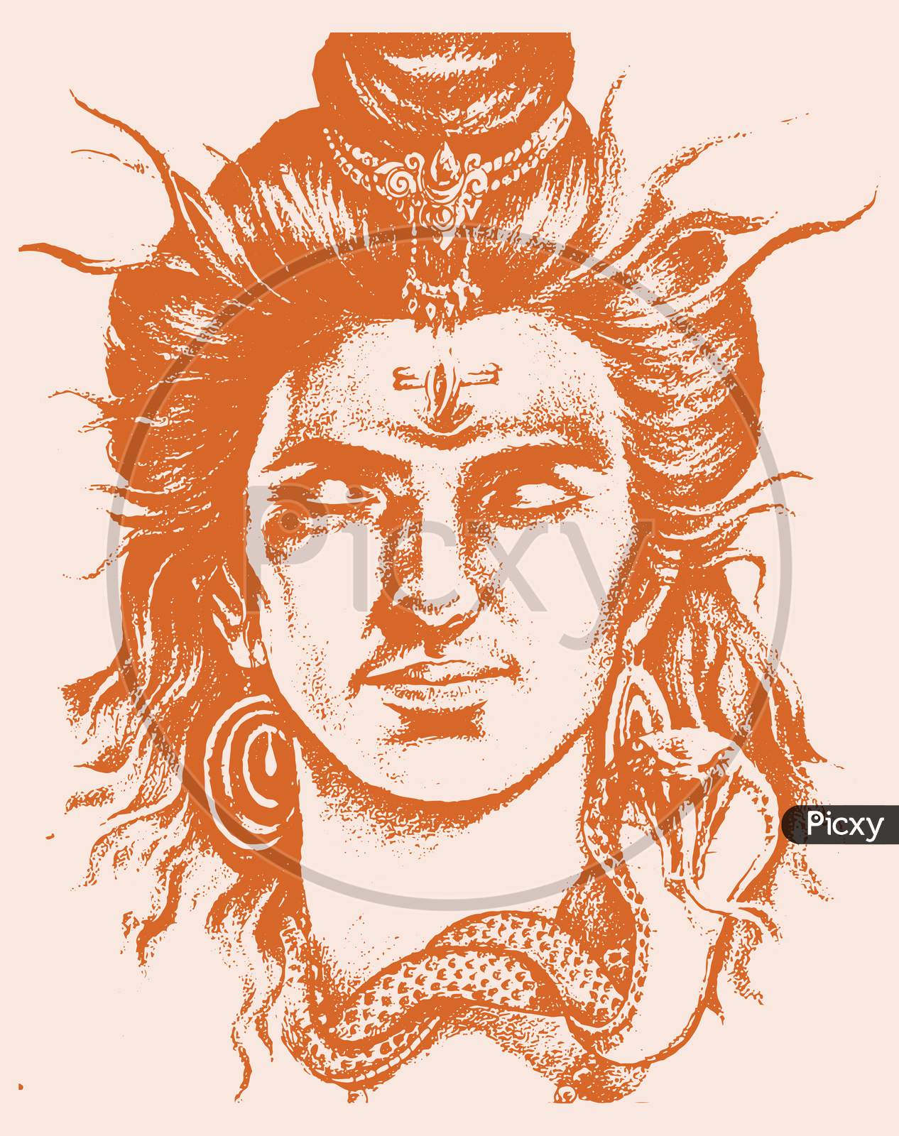 lord shiva angry face sketch