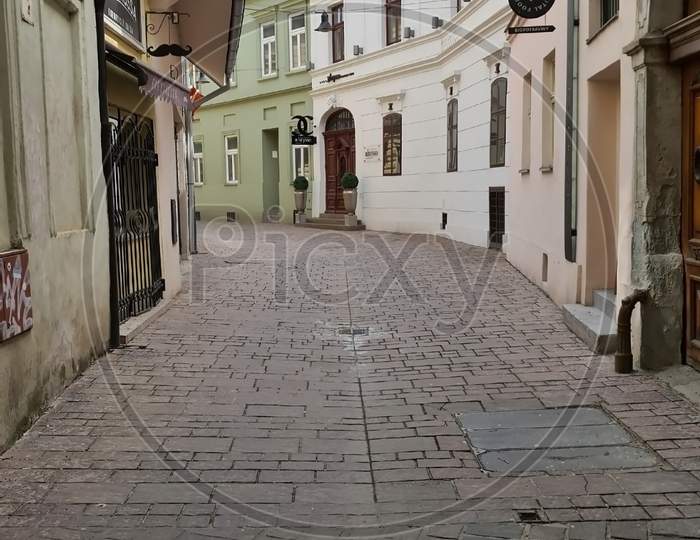 Kosice Slovakia April 11 2021 An Empty Passages And Store During Lockdown In Slovakia
