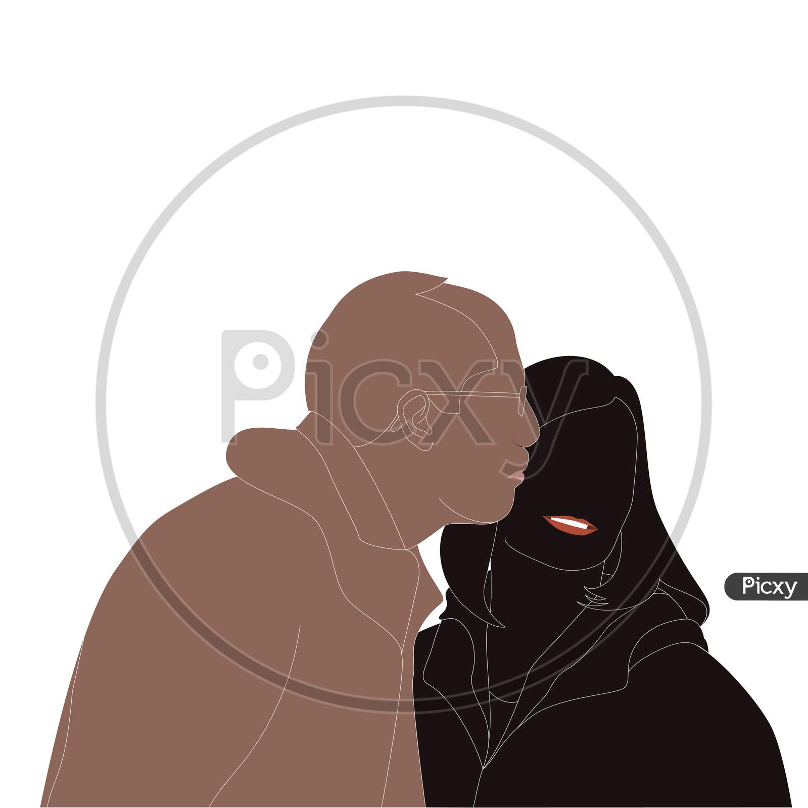 Image of Happy Valentines Day, Old Man Kissing Old Women Character Vector  Silhouette On White Background, Character Illustration For Couple Theme  Projects Like Wedding And Valentines Day.-KU773387-Picxy