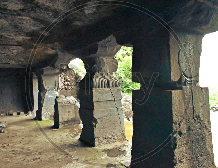 remains of lonad caves in maharashtra, india