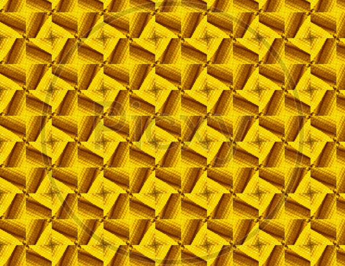 Seamless Pattern Various Shaped Geometric Patterns. Digital Design Cone Yellow Design