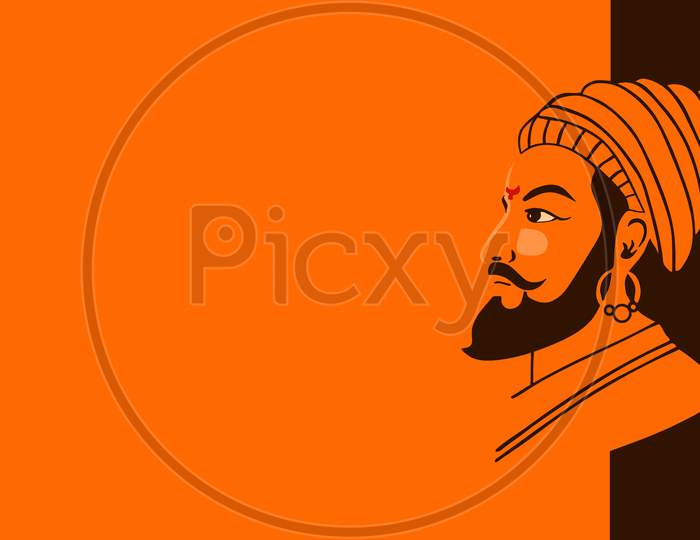 Shivaji Maharaj Jayanti (Chatrapati Shivaji) Illustrations.Designer Template With Shivaji Maharaj Side Face For Banner