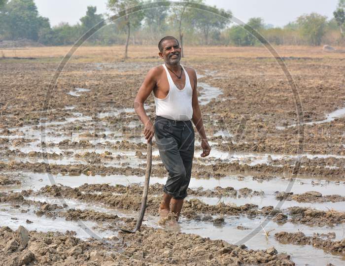 Indian farmer working in agriculture field