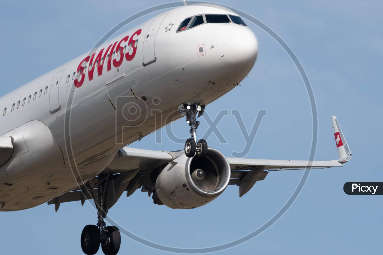 Swiss Airbus A321-212 Jet Landing In Zurich In Switzerland