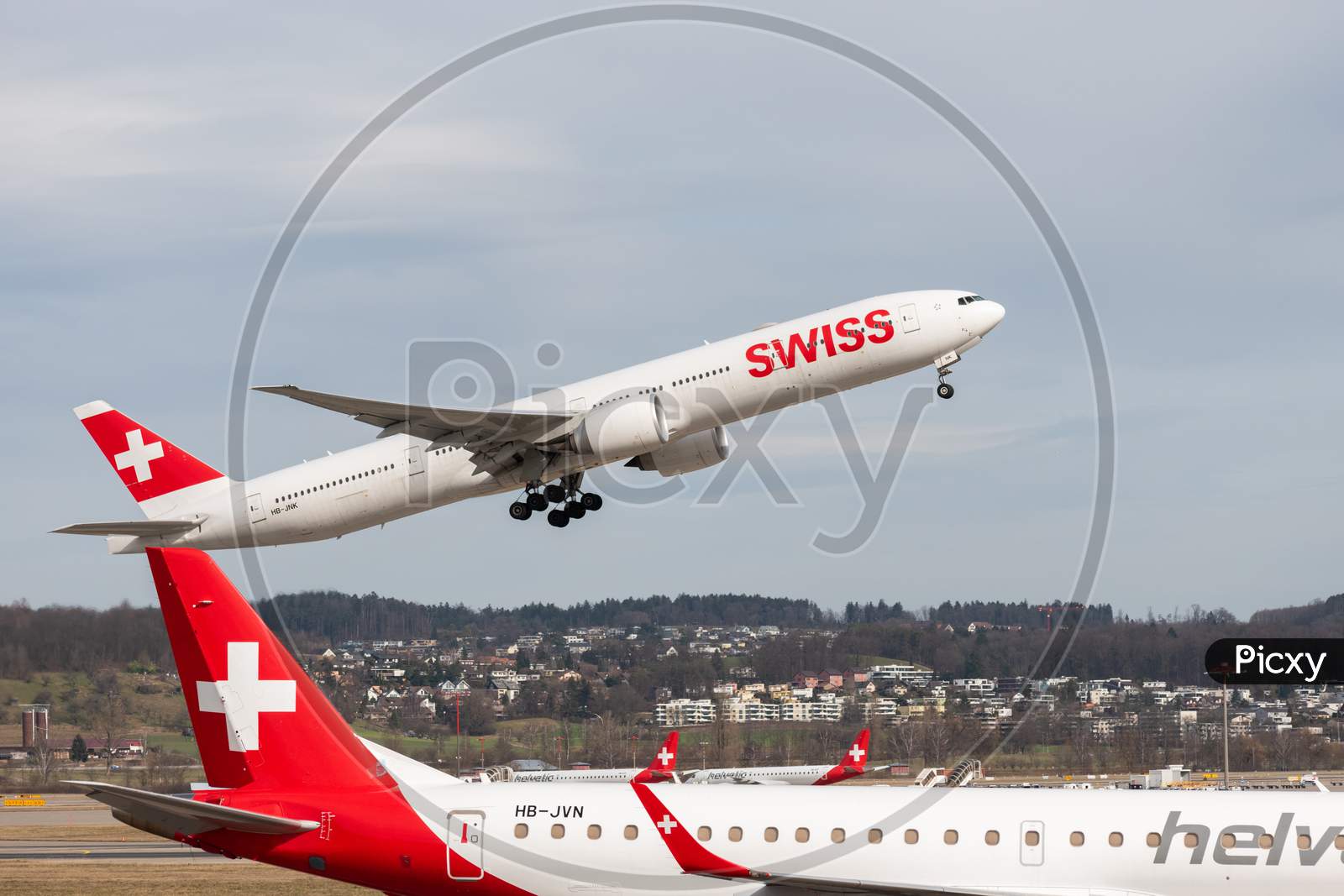 Swiss Boeing 777-300Er Jet In Zurich In Switzerland