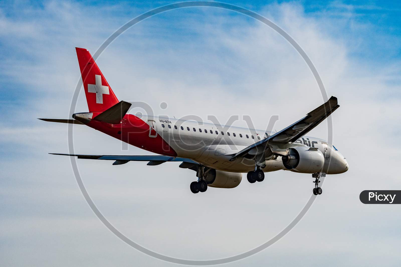 Helvetic Airways Embraer E190-E2 Airplane Arrival In Zurich In Switzerland