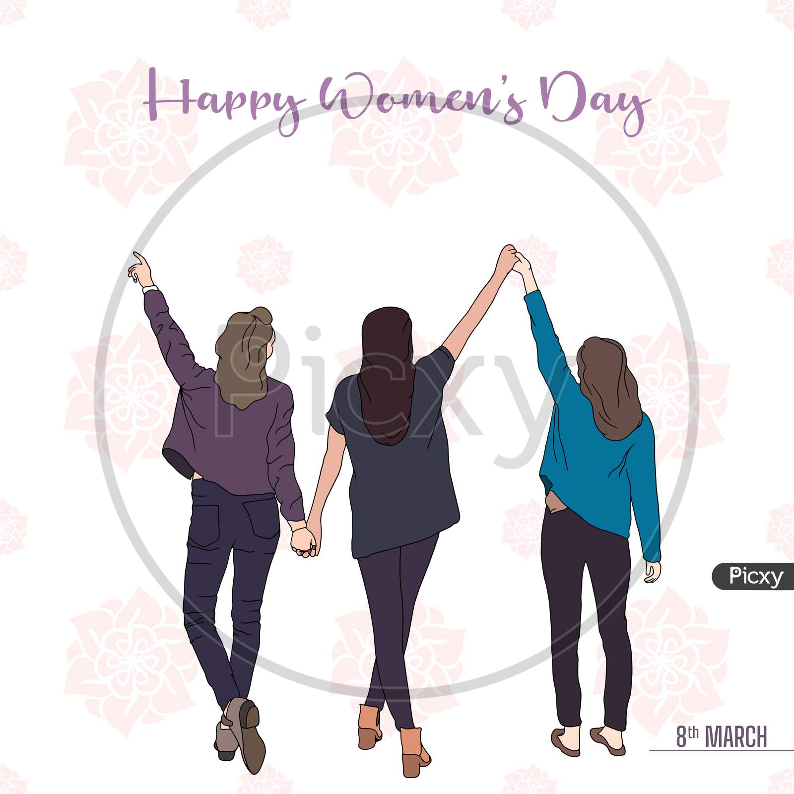 Happy Womens Day Vector Illustration On White Background.
