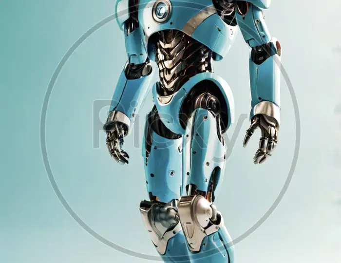 Image of Futuristic Humanoid Robot in Blue Armor-IQ255657-Picxy