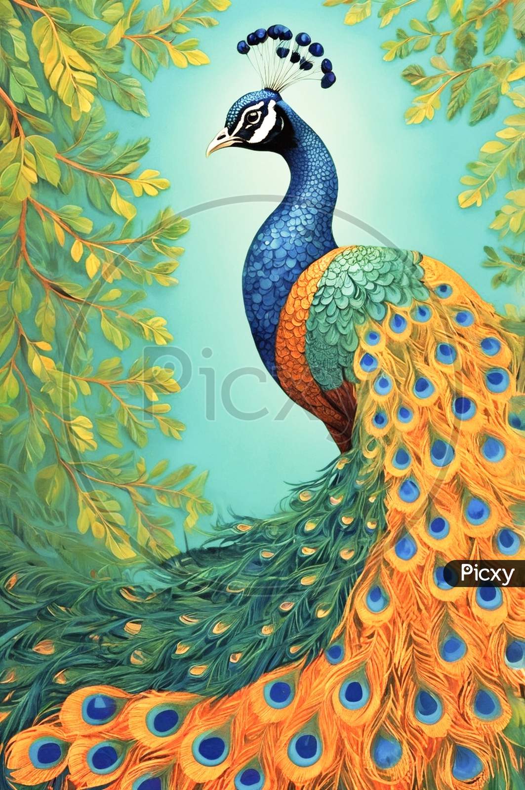 ★QUMAPON ROUGE+QUMAPON PEACOCK QT Fabrics Peacock Blossoms by David Galchutt 29158 O Orange