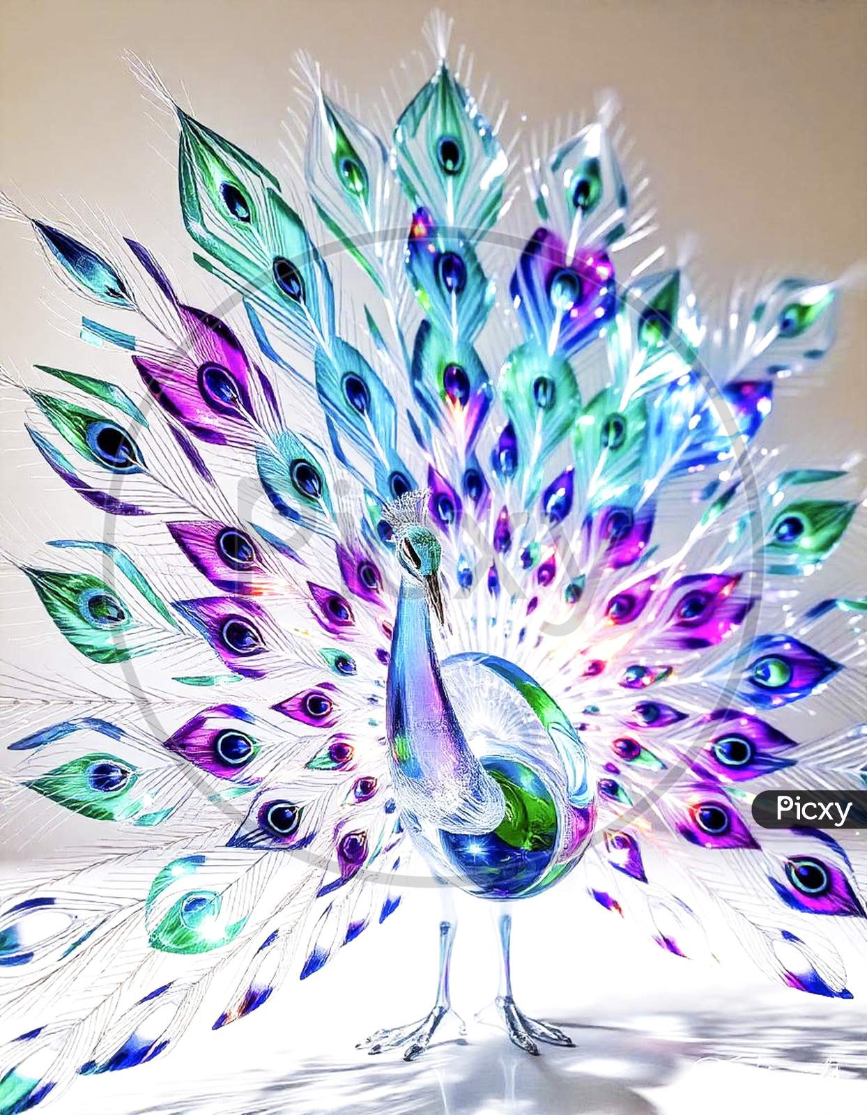 Image of Exquisite Glass Peacock Figurine-AM059940-Picxy