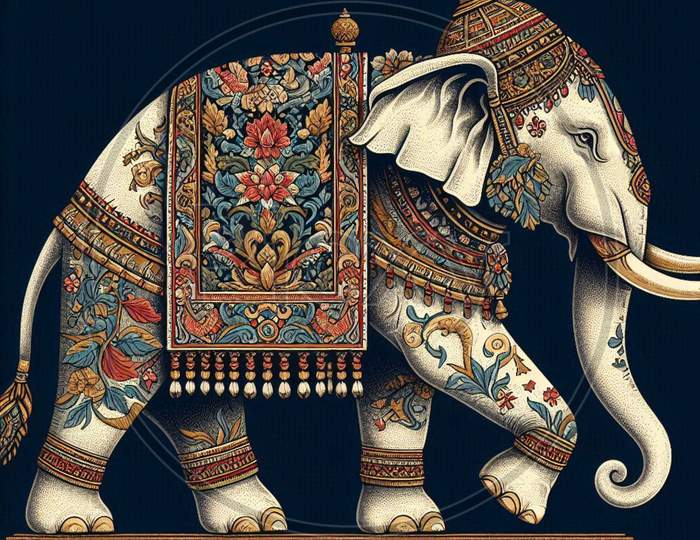 Image of Intricate Golden Elephant Design With Ornamental Details