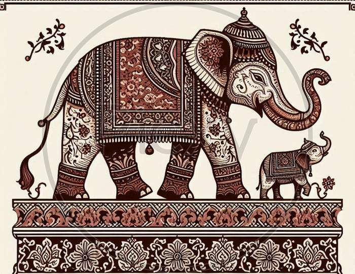 Image of Intricate Golden Elephant Design With Ornamental Details