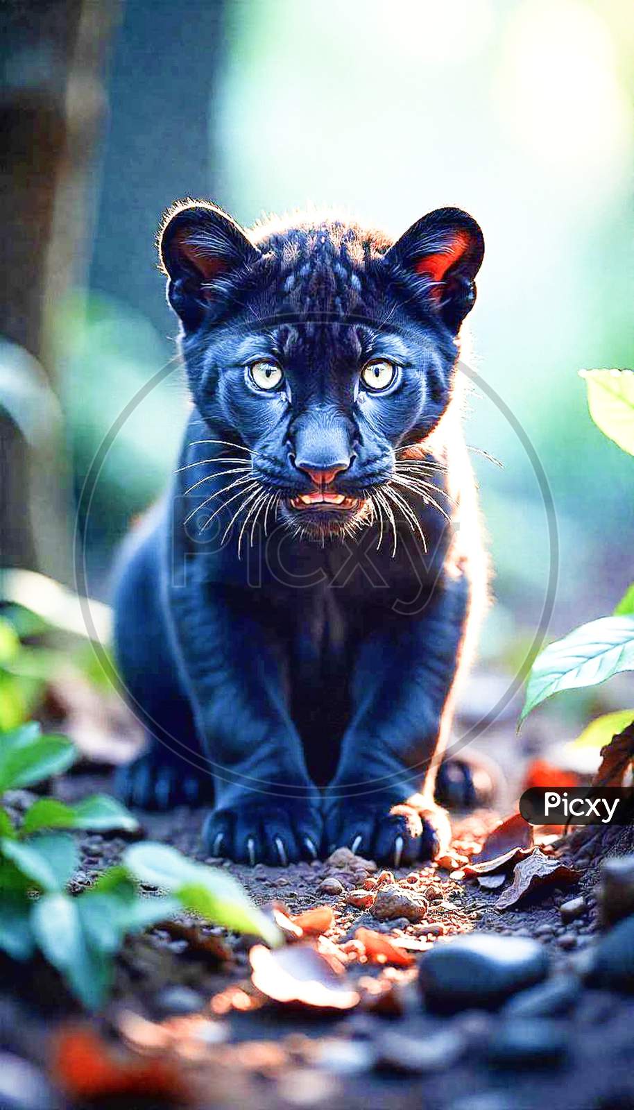 Image of Black panther cub-EB600455-Picxy