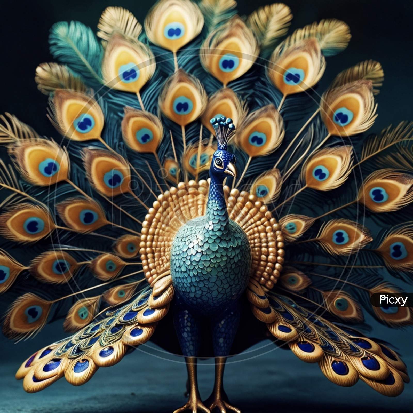 Image of Vibrant Red Peacock Displaying its Feathers