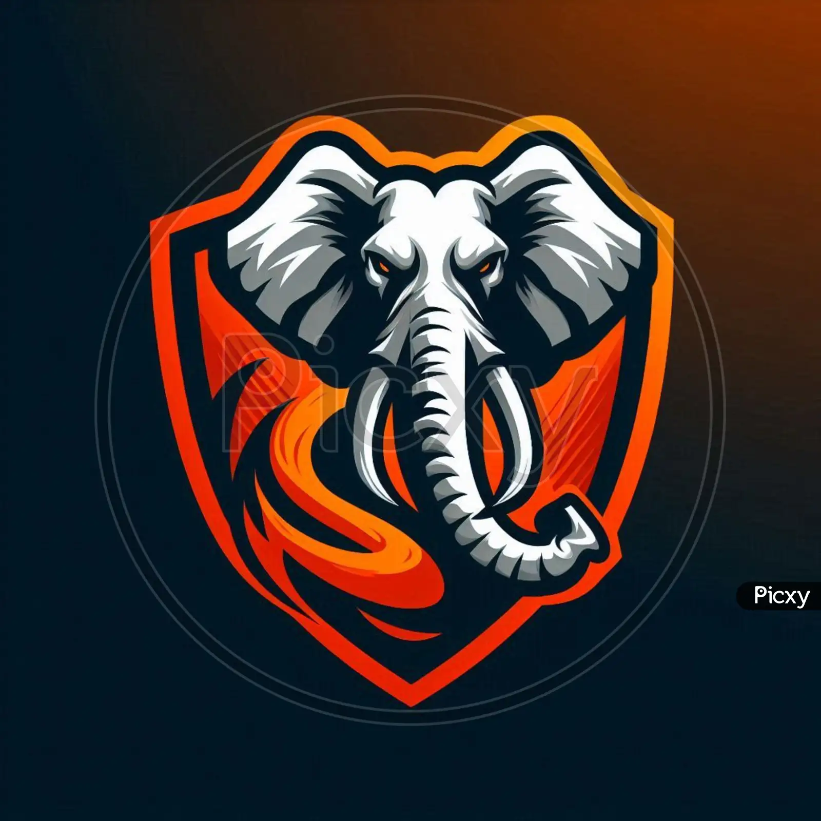 Image of Powerful Elephant Emblem Illustrated With Bold Colors and