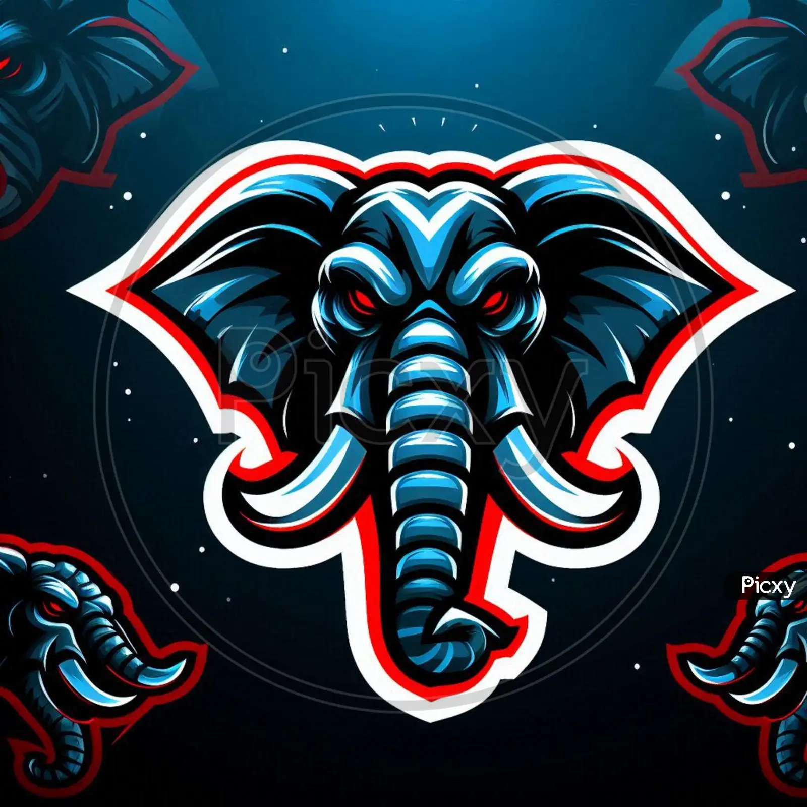 Image of Powerful Elephant Emblem Illustrated With Bold Colors and