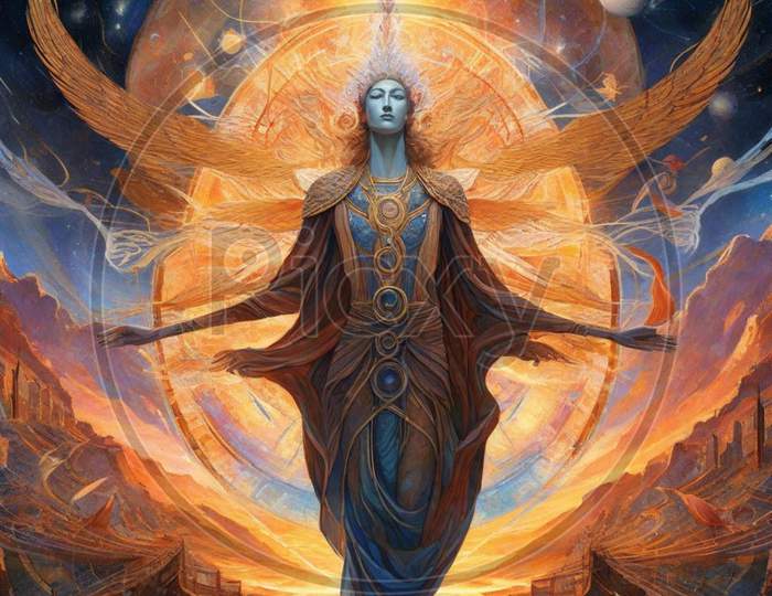 Celestial Harmony: Mystical Cosmic Goddess Artwork
