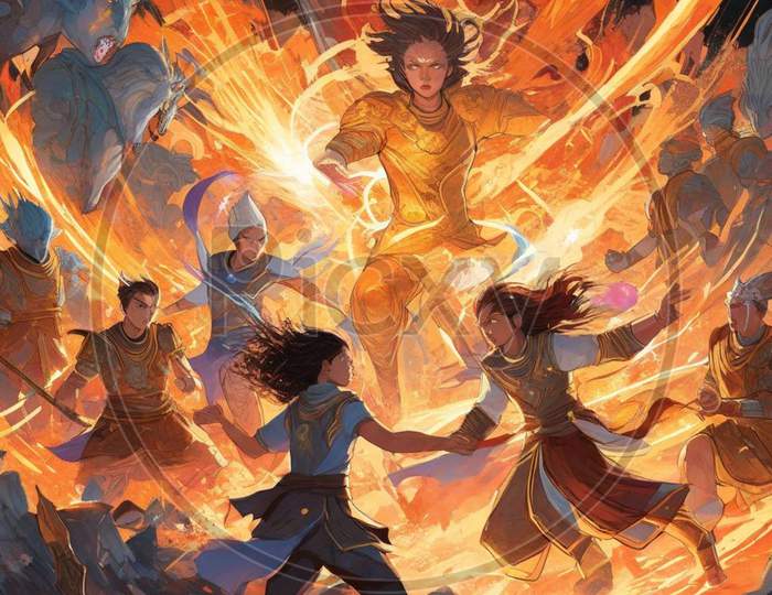 Epic Fire and Valor: Immortalize Your Space with Dynamic Battle Art