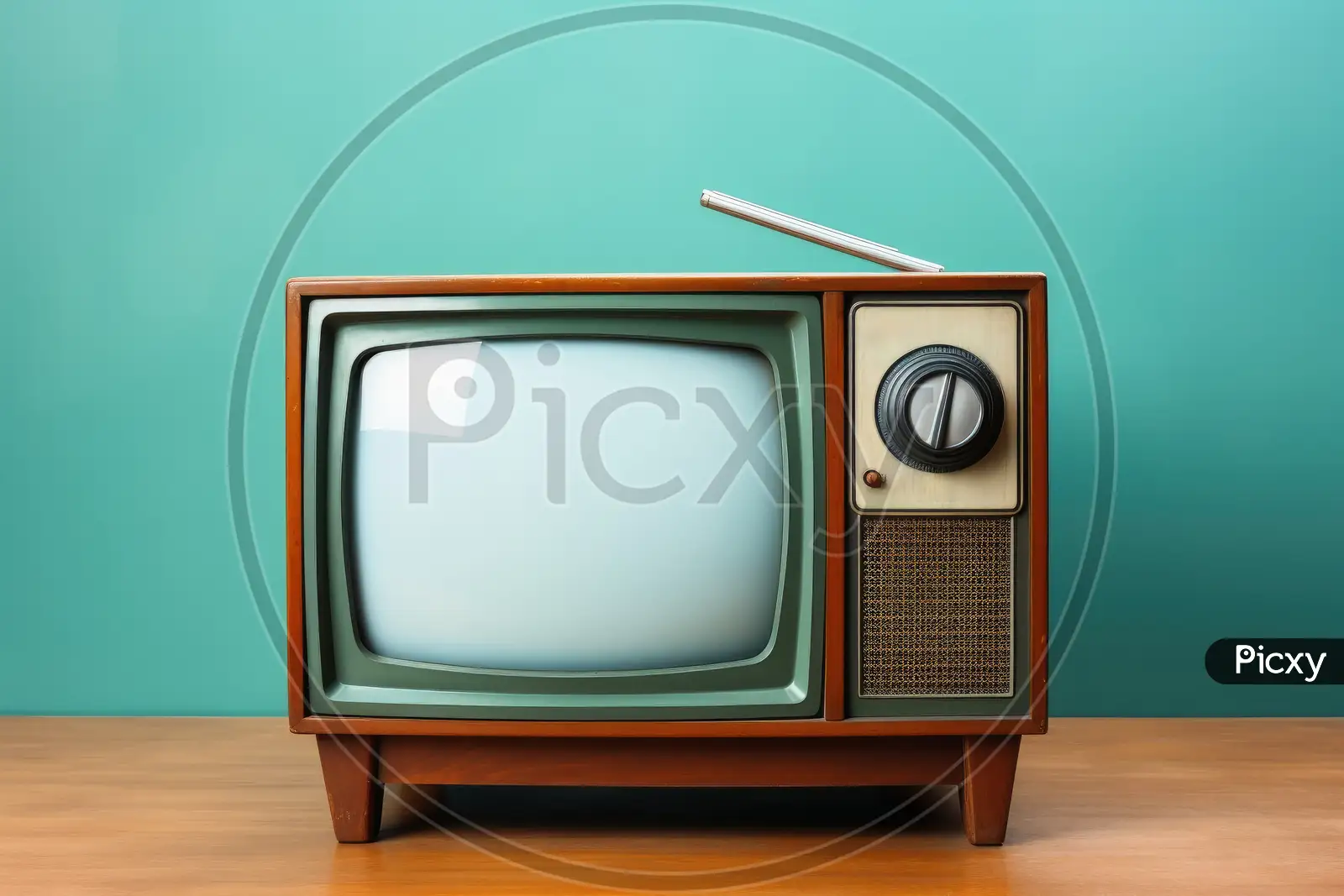 Image of A Vintage Television In Front Of A Wall.-IY396911-Picxy