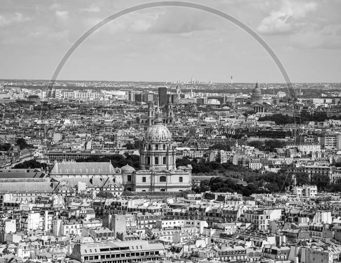 Black & White Panorama Sky view of Paris City,