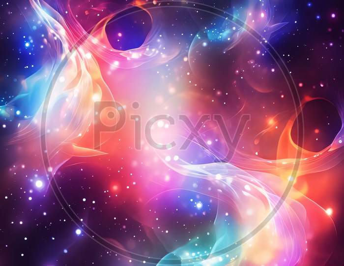 Abstract Colorful Background With Stars And Nebula. Vector Illustration For Your Design