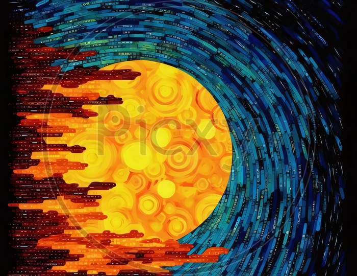 Abstract Background With The Sun And Stars. Vector Illustration For Your Design