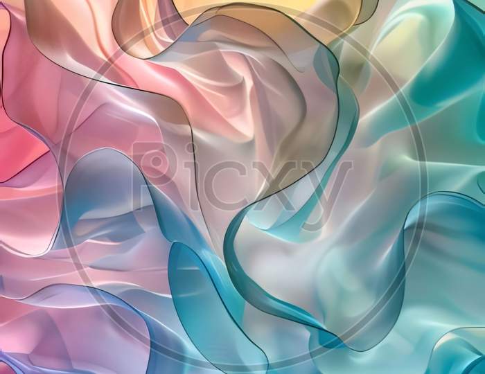 Abstract Background Of Colored Silk Or Satin Fabric With Folds And Waves